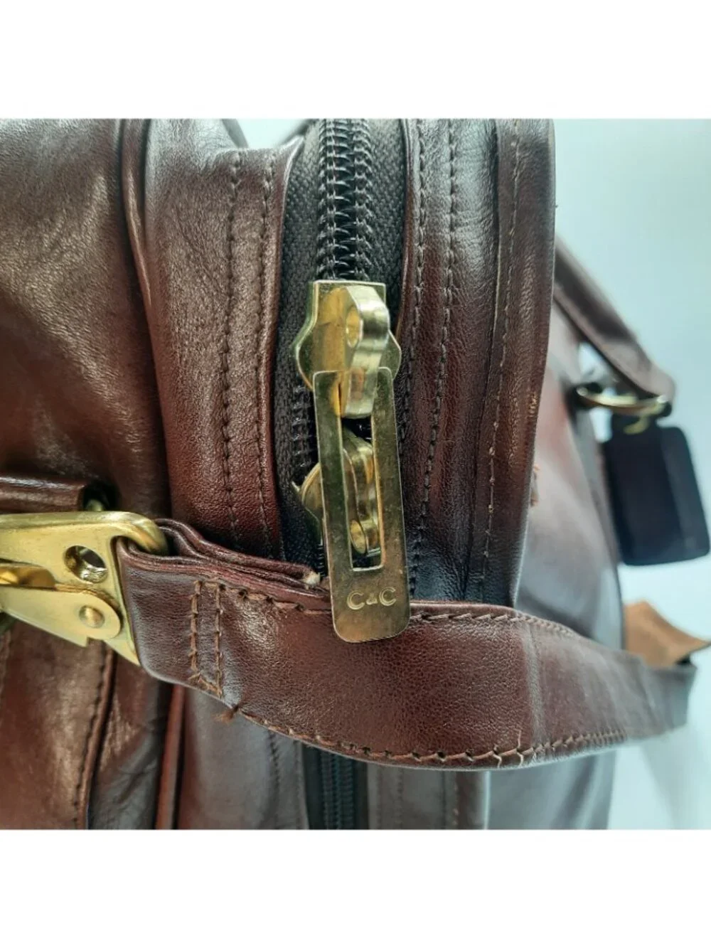 Vintage Tumi Alpha Bag Brown Leather 3 Zip Weekender Duffle Colombia 1975 RARE!